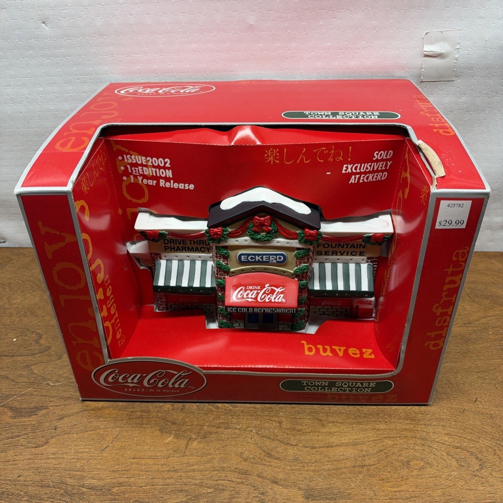 2002 1st Ed Coca-Cola Eckerd Pharmacy Town Square Collection Fiber Optic Village